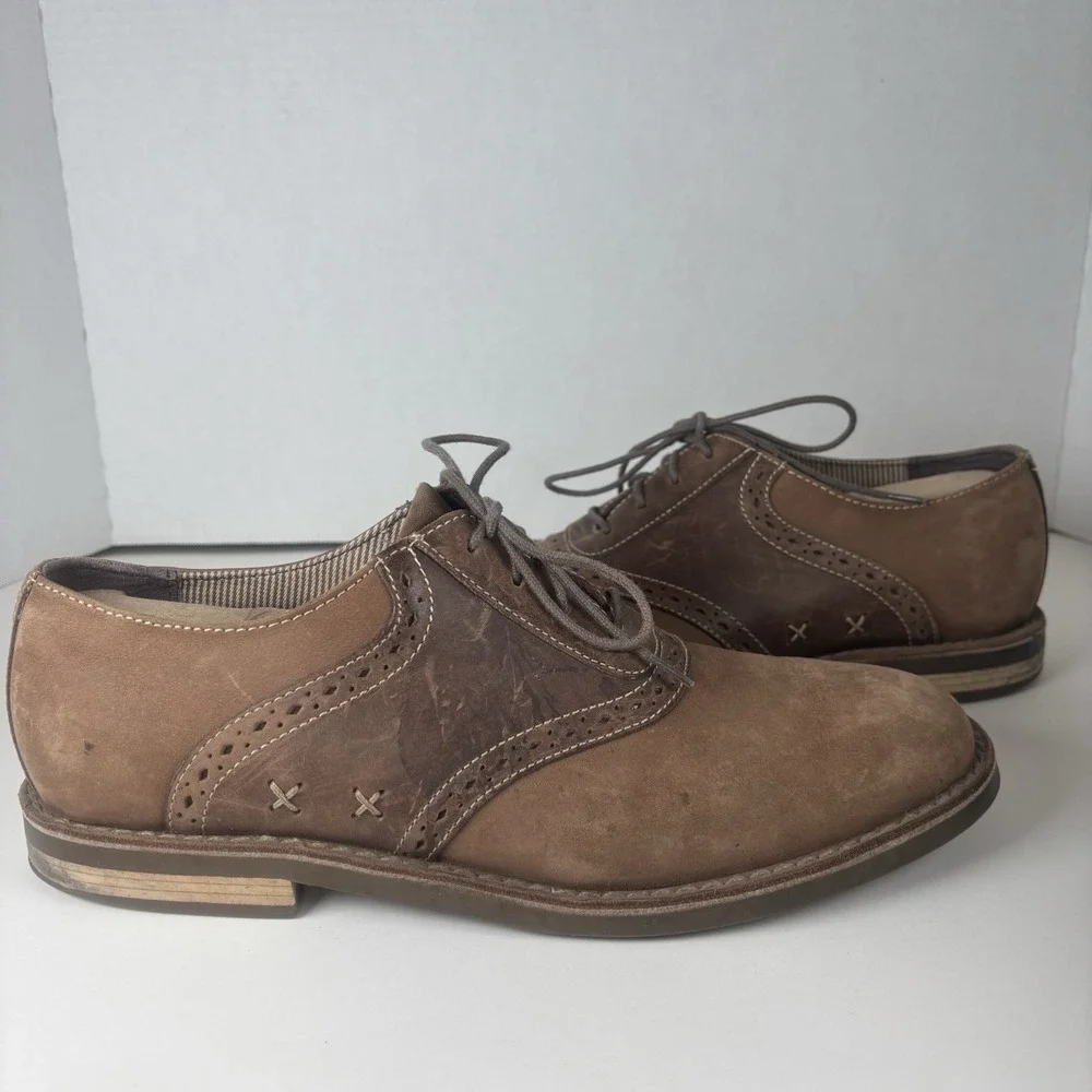 Original Penguin Munsingwear Mens Terry Oxford Shoe 9.5 Brown Suede Lace Up EUC